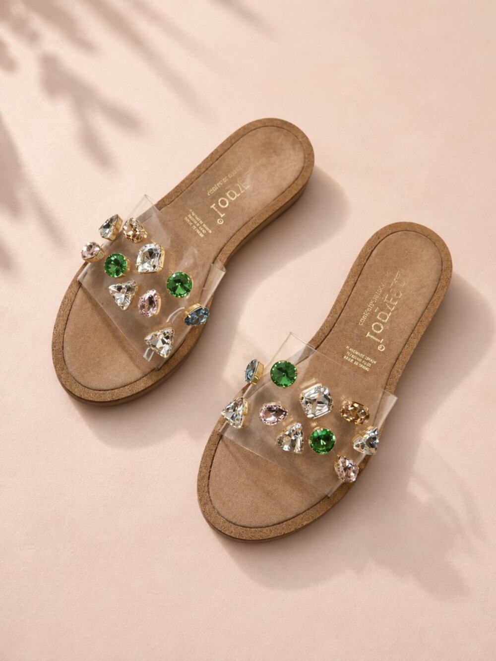 Anthropologie MAYPOL Gemstone PVC Clear Plexi Slides